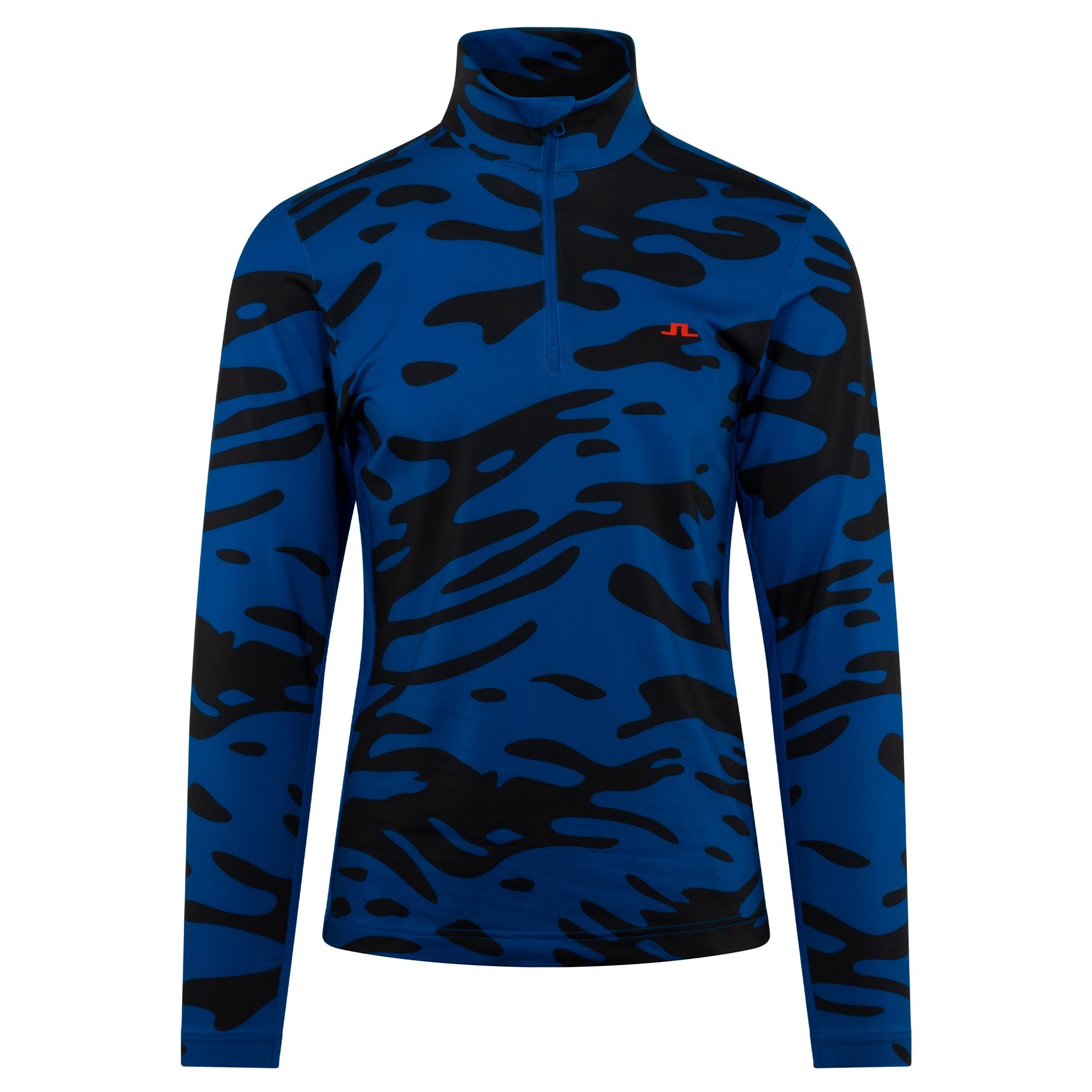J Lindeberg Luke Print Mens Golf Mid Layer Neptune Nautical Blue